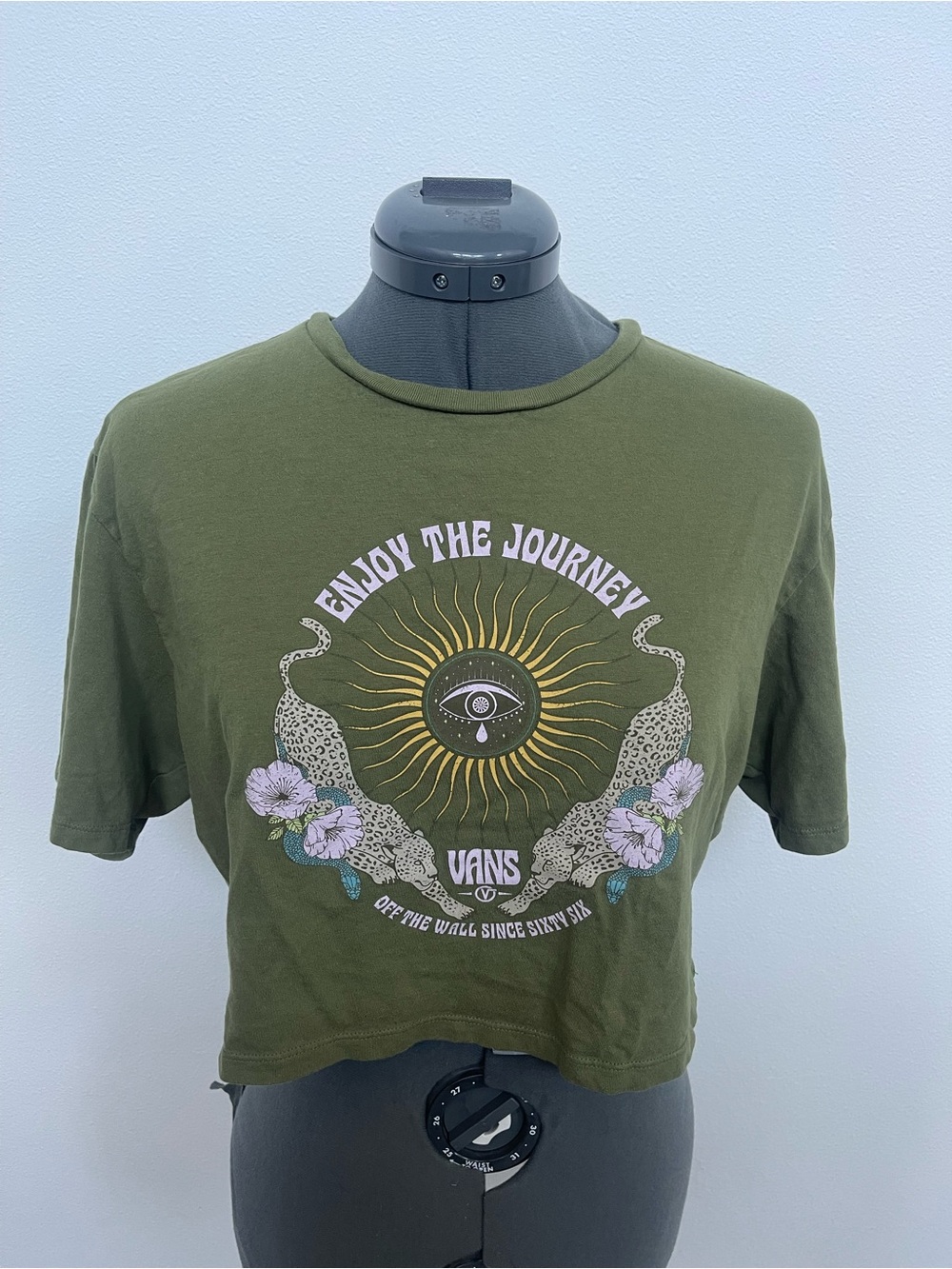 Vans Olive 'Enjoy the Journey' Graphic Crop Top